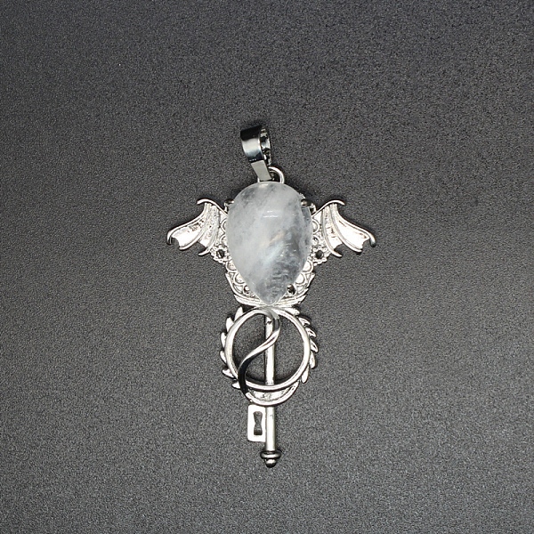 PandaHall Natural Quartz Crystal Teardrop Pendants, Rock Crystal, Platinum Tone Brass Key Scepter Wing Charms, 45x35x9mm Quartz Crystal Key
PandaHall Natural Quartz Crystal Teardrop Pendants, Rock Crystal, Platinum Tone Brass Key Scepter Wing Charms, 45x35x9mm Quartz Crystal Key