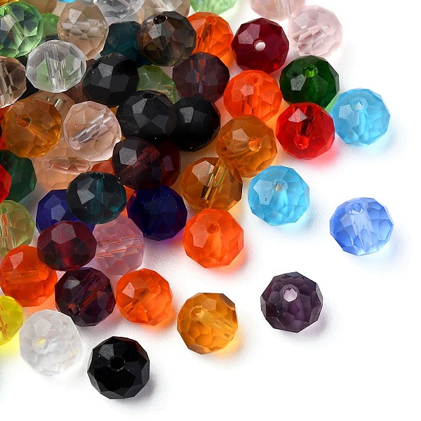 PandaHall Faceted Rondelle Transparent Glass Beads, Mixed Color, 8x6mm, Hole: 1mm, 200pcs/set Glass Rondelle Multicolor
PandaHall Faceted Rondelle Transparent Glass Beads, Mixed Color, 8x6mm, Hole: 1mm, 200pcs/set Glass Rondelle Multicolor