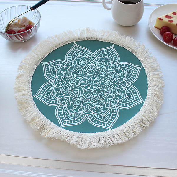 PandaHall Bohemia Polyester Coaster Mats, Tassel Hot Pads, for Cooking Baking, Flat Round with Flower Pattern, Dark Cyan, 320mm Polyester...
PandaHall Bohemia Polyester Coaster Mats, Tassel Hot Pads, for Cooking Baking, Flat Round with Flower Pattern, Dark Cyan, 320mm Polyester...