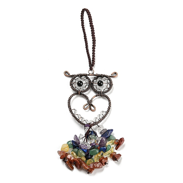 PandaHall Wire Wrapped Brass Owl & Natural Quartz Crystal Pendant Decoration, Braided Nylon Thread and Gemstone Chip Tassel Hanging...
PandaHall Wire Wrapped Brass Owl & Natural Quartz Crystal Pendant Decoration, Braided Nylon Thread and Gemstone Chip Tassel Hanging...
