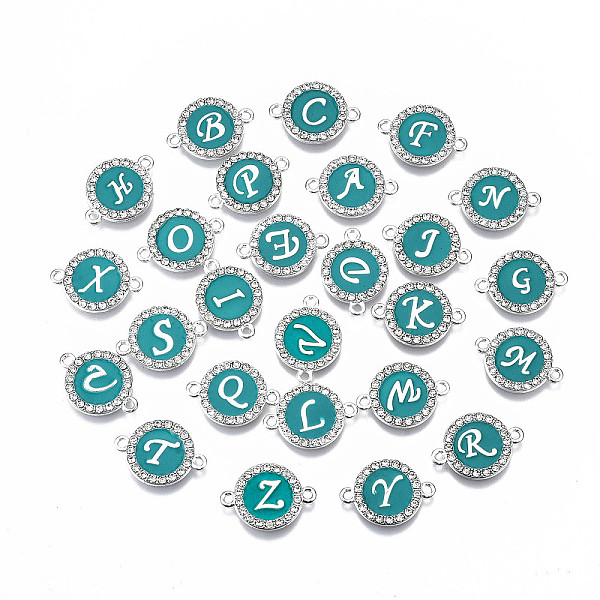 PandaHall Alloy Enamel Links Connectors, with Crystal Rhinestones, Flat Round with Letter, Silver Color Plated, Cadmium Free & Lead Free..., Clear
PandaHall Alloy Enamel Links Connectors, with Crystal Rhinestones, Flat Round with Letter, Silver Color Plated, Cadmium Free & Lead Free..., Clear