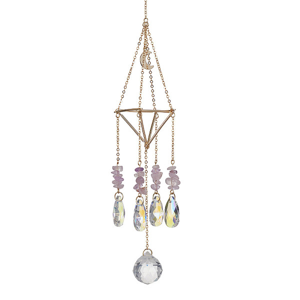 PandaHall Brass Pouch Pendant Decoration, Glass Teardrop and Natural Amethyst Chip Charm, for Home Decoration, Golden, 310mm Brass Teardrop
PandaHall Brass Pouch Pendant Decoration, Glass Teardrop and Natural Amethyst Chip Charm, for Home Decoration, Golden, 310mm Brass Teardrop