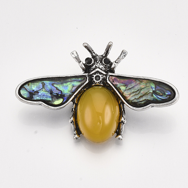 PandaHall Natural Topaz Jade Brooches/Pendants, with Rhinestone and Alloy Findings, Abalone Shell/Paua Shelland Resin Bottom, Bee, Antique..., Black
PandaHall Natural Topaz Jade Brooches/Pendants, with Rhinestone and Alloy Findings, Abalone Shell/Paua Shelland Resin Bottom, Bee, Antique..., Black