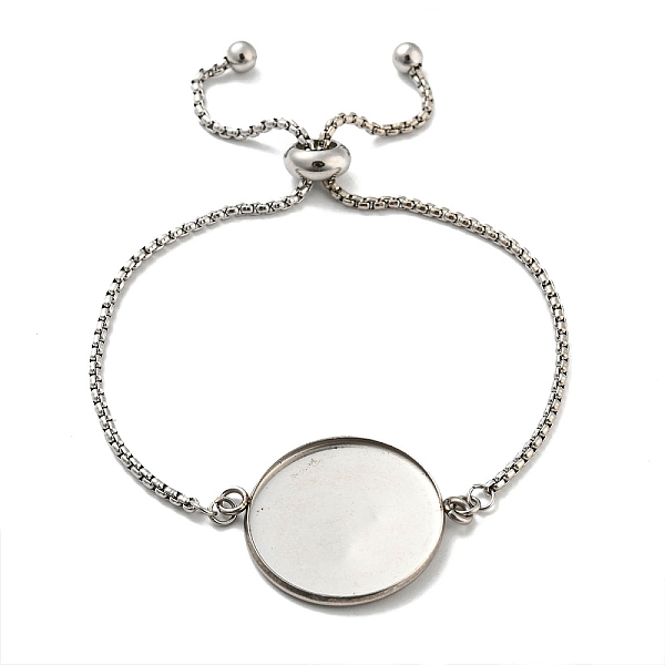 PandaHall 304 Stainless Steel Round Cabochon Setting Bracelets, Box Chain Adjustable Slider Bracelets Making, Stainless Steel Color, Tray...
PandaHall 304 Stainless Steel Round Cabochon Setting Bracelets, Box Chain Adjustable Slider Bracelets Making, Stainless Steel Color, Tray...