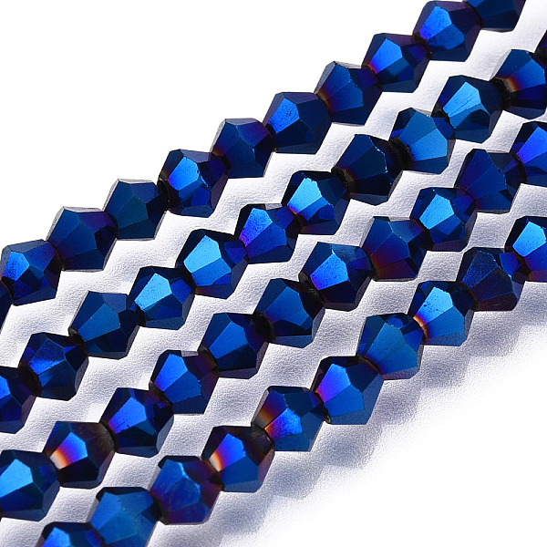 PandaHall Electroplate Glass Bead Strands, Rainbow Plated, Faceted Bicone, Blue Plated, 4x4.5mm, Hole: 1mm, 92~96pcs/strand, 13.78~14.37...
PandaHall Electroplate Glass Bead Strands, Rainbow Plated, Faceted Bicone, Blue Plated, 4x4.5mm, Hole: 1mm, 92~96pcs/strand, 13.78~14.37...