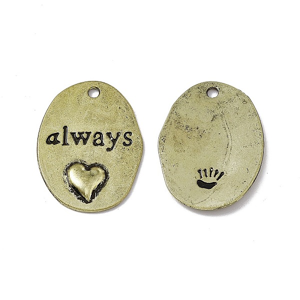 PandaHall Tibetan Style Alloy Pendants, Oval with Word Always and Heart Pattern, Antique Bronze, 25x18x2mm, Hole: 1.8mm Alloy Word
PandaHall Tibetan Style Alloy Pendants, Oval with Word Always and Heart Pattern, Antique Bronze, 25x18x2mm, Hole: 1.8mm Alloy Word