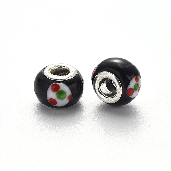 PandaHall Handmade Lampwork European Beads, Large Hole Rondelle Beads, with Platinum Tone Brass Double Cores, Black, 14~16x9~10mm, Hole: 5mm...
PandaHall Handmade Lampwork European Beads, Large Hole Rondelle Beads, with Platinum Tone Brass Double Cores, Black, 14~16x9~10mm, Hole: 5mm...