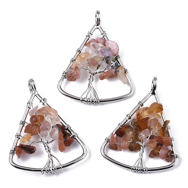 PandaHall Natural Carnelian/Red Agate Big Pendants, Wire Wrapped Pendants, with Brass Wires, Triangle & Tree, Platinum, 40x30.5x5~10mm, Hole...
PandaHall Natural Carnelian/Red Agate Big Pendants, Wire Wrapped Pendants, with Brass Wires, Triangle & Tree, Platinum, 40x30.5x5~10mm, Hole...