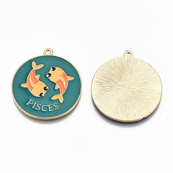 PandaHall Alloy Enamel Pendants, Cadmium Free & Lead Free, Flat Round with Constellation & Word, Light Gold, Teal, Pisces, 30.5x27x1.5mm..., Cyan
PandaHall Alloy Enamel Pendants, Cadmium Free & Lead Free, Flat Round with Constellation & Word, Light Gold, Teal, Pisces, 30.5x27x1.5mm..., Cyan