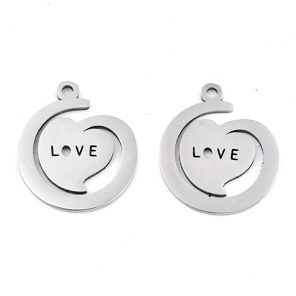 PandaHall Valentine's Day 201 Stainless Steel Pendants, Laser Cut, Heart with Word Love, Stainless Steel Color, 19.5x17x0.9mm, Hole: 1.6mm...
PandaHall Valentine's Day 201 Stainless Steel Pendants, Laser Cut, Heart with Word Love, Stainless Steel Color, 19.5x17x0.9mm, Hole: 1.6mm...