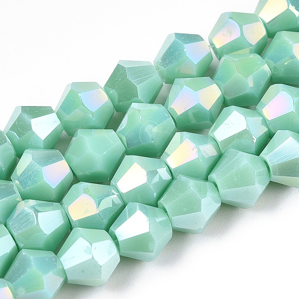 PandaHall Opaque Solid Color Electroplate Glass Beads Strands, AB Color Plated, Faceted, Bicone, Light Cyan, 6x5.5mm, Hole: 1mm, about...
PandaHall Opaque Solid Color Electroplate Glass Beads Strands, AB Color Plated, Faceted, Bicone, Light Cyan, 6x5.5mm, Hole: 1mm, about...