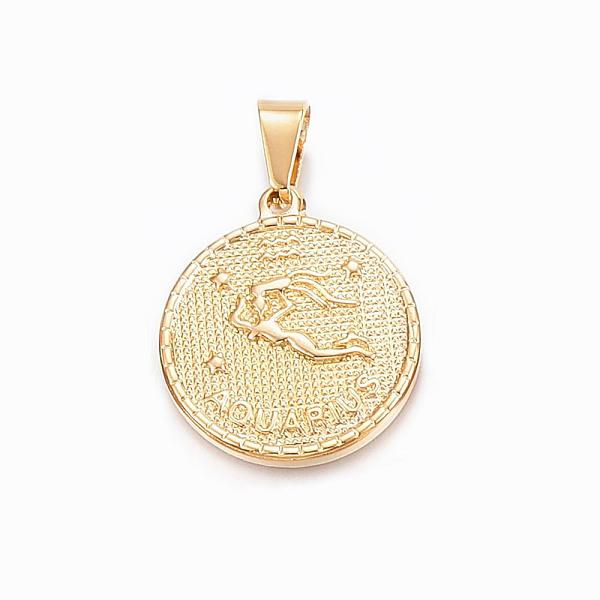 PandaHall Real 18K Gold Plated 304 Stainless Steel Pendants, Flat Round with Twelve Constellation/Zodiac Sign, Aquarius, 29x25x3.2mm, Hole...
PandaHall Real 18K Gold Plated 304 Stainless Steel Pendants, Flat Round with Twelve Constellation/Zodiac Sign, Aquarius, 29x25x3.2mm, Hole...