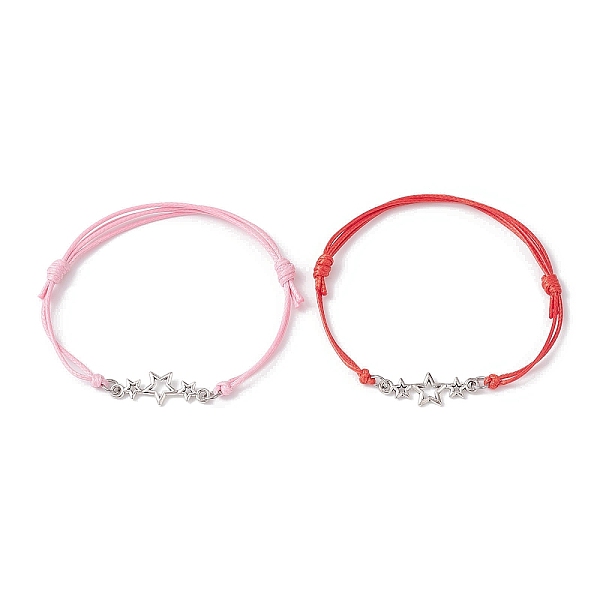 PandaHall 2Pcs 2 Color Triple Star Zinc Alloy Link Bracelets Set, Waxed Polyester Cord Adjustable Bracelets, Pink, Inner Diameter...
PandaHall 2Pcs 2 Color Triple Star Zinc Alloy Link Bracelets Set, Waxed Polyester Cord Adjustable Bracelets, Pink, Inner Diameter...