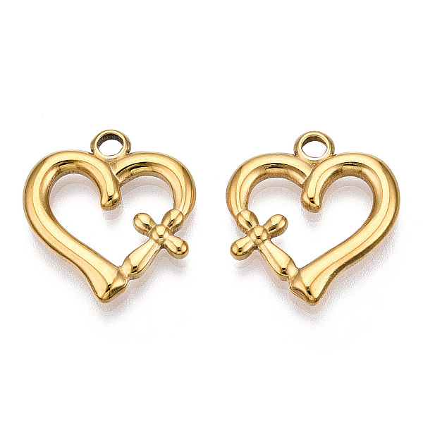 PandaHall Ion Plating(IP) 304 Stainless Steel Pendants, Heart with Cross Charm, Real 18K Gold Plated, 20.5x19x2.5mm, Hole: 2.5mm 304...
PandaHall Ion Plating(IP) 304 Stainless Steel Pendants, Heart with Cross Charm, Real 18K Gold Plated, 20.5x19x2.5mm, Hole: 2.5mm 304...