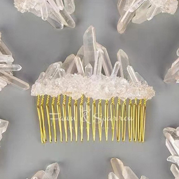 PandaHall Natural Raw Quartz Crystal Chip Combs. with Alloy Findings, Hair Accessories for Woman Girls, Golden, 80mm Alloy
PandaHall Natural Raw Quartz Crystal Chip Combs. with Alloy Findings, Hair Accessories for Woman Girls, Golden, 80mm Alloy