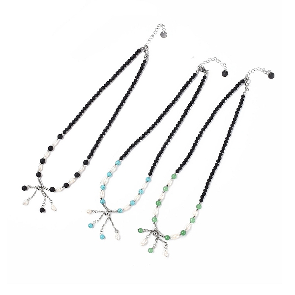 PandaHall Natural Pearl & Gemstone/Glass Beaded Necklaces, 304 Stainless Steel Tassel Pendant Necklace for Women, Mixed Color, 17 inch..., Multicolor
PandaHall Natural Pearl & Gemstone/Glass Beaded Necklaces, 304 Stainless Steel Tassel Pendant Necklace for Women, Mixed Color, 17 inch..., Multicolor