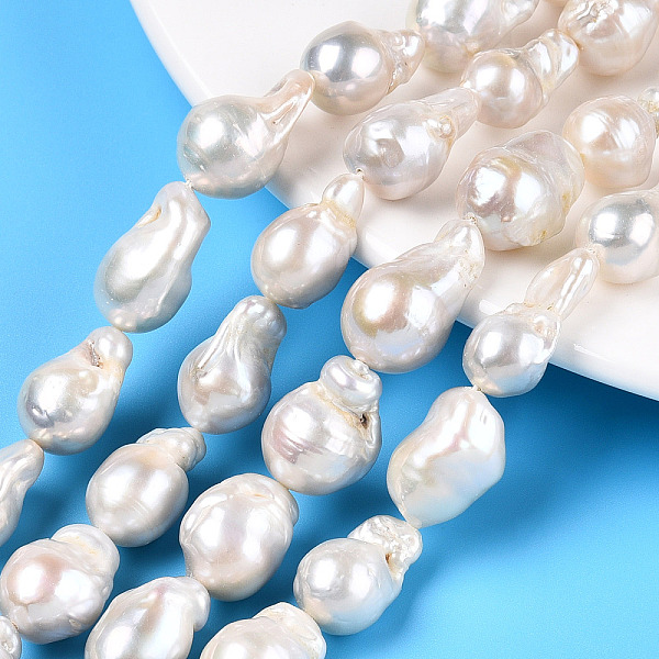 PandaHall Natural Baroque Pearl Keshi Pearl Beads Strands, Cultured Freshwater Pearl, Round, Seashell Color, 10~21.5x9~12.5mm, Hole: 0.6mm...
PandaHall Natural Baroque Pearl Keshi Pearl Beads Strands, Cultured Freshwater Pearl, Round, Seashell Color, 10~21.5x9~12.5mm, Hole: 0.6mm...