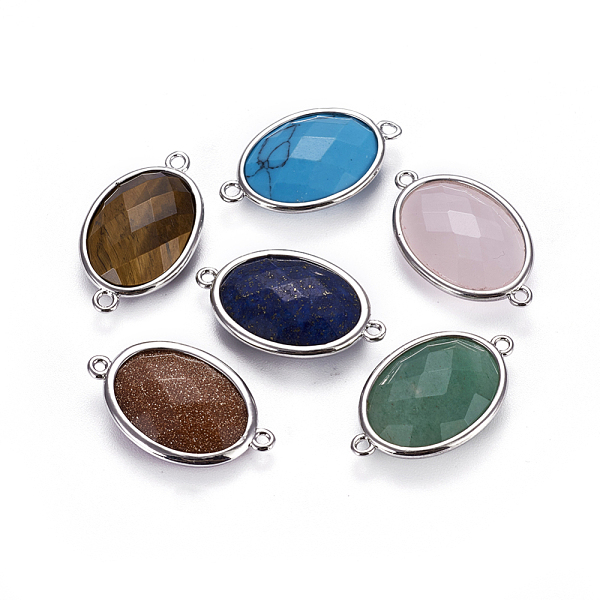 PandaHall Platinum Tone Brass Gemstone Links connectors, Faceted, Oval, 26.5x15x6mm, Hole: 1~2mm Mixed Stone Oval
PandaHall Platinum Tone Brass Gemstone Links connectors, Faceted, Oval, 26.5x15x6mm, Hole: 1~2mm Mixed Stone Oval