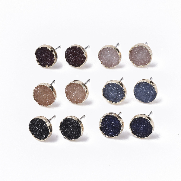 PandaHall Electroplate Druzy Resin Stud Earrings, with Iron Pins and Light Gold Plated Iron Findings, Flat Round, Mixed Color, 10mm, Pin..., Multicolor
PandaHall Electroplate Druzy Resin Stud Earrings, with Iron Pins and Light Gold Plated Iron Findings, Flat Round, Mixed Color, 10mm, Pin..., Multicolor
