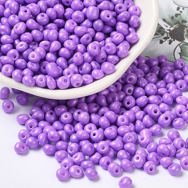 PandaHall 6/0 Opaque Baking Paint Glass Seed Beads, Teardrop, Medium Purple, 4.5~5x4x3~3.5mm, Hole: 0.9mm, about 5625Pcs/Pound Glass...
PandaHall 6/0 Opaque Baking Paint Glass Seed Beads, Teardrop, Medium Purple, 4.5~5x4x3~3.5mm, Hole: 0.9mm, about 5625Pcs/Pound Glass...