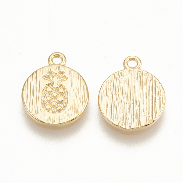 PandaHall Brass Charms, Flat Round with Pineapple, Nickel Free, Real 18K Gold Plated, 11.5x9x1mm, Hole: 1mm Brass Flat Round
PandaHall Brass Charms, Flat Round with Pineapple, Nickel Free, Real 18K Gold Plated, 11.5x9x1mm, Hole: 1mm Brass Flat Round
