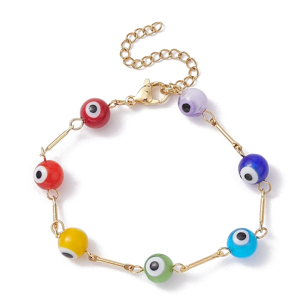 PandaHall Lampwork Evil Eye Link Chain Bracelets, with Golden Brass Bar Link Chains, Colorful, 7-3/4 inch(19.8cm) Brass Evil Eye
PandaHall Lampwork Evil Eye Link Chain Bracelets, with Golden Brass Bar Link Chains, Colorful, 7-3/4 inch(19.8cm) Brass Evil Eye