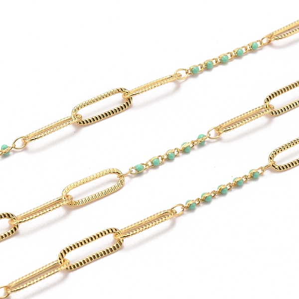 PandaHall Golden Plated Handmade Enamel Beaded Chains, Brass Paperclip Chains, Long-Lasting Plated, Soldered, with Spool, Dark Turquoise...
PandaHall Golden Plated Handmade Enamel Beaded Chains, Brass Paperclip Chains, Long-Lasting Plated, Soldered, with Spool, Dark Turquoise...