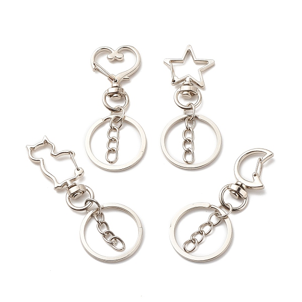 PandaHall Alloy Swivel Keychain Clasps, with Iron Split Key Rings, Flower & Cat & Heart & Moon & Star, Mixed Shape, Platinum, 64~71mm Alloy...
PandaHall Alloy Swivel Keychain Clasps, with Iron Split Key Rings, Flower & Cat & Heart & Moon & Star, Mixed Shape, Platinum, 64~71mm Alloy...
