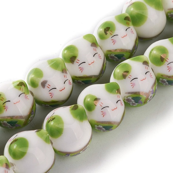 PandaHall Handmade Printed Porcelain Beads, Lucky Cat with Flower Pattern, Green, 15mm, Hole: 2.3mm, about 25pcs/Strand, 13.58''(34.5cm)...
PandaHall Handmade Printed Porcelain Beads, Lucky Cat with Flower Pattern, Green, 15mm, Hole: 2.3mm, about 25pcs/Strand, 13.58''(34.5cm)...