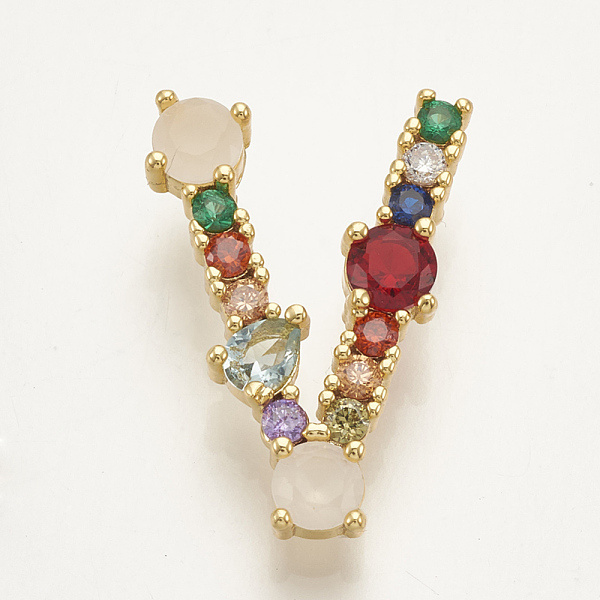 PandaHall Brass Micro Pave Cubic Zirconia Pendants, Letter, Colorful, Golden, Letter.V, 20.5x14.5x6mm, Hole: 3x2mm Brass+Cubic Zirconia...
PandaHall Brass Micro Pave Cubic Zirconia Pendants, Letter, Colorful, Golden, Letter.V, 20.5x14.5x6mm, Hole: 3x2mm Brass+Cubic Zirconia...
