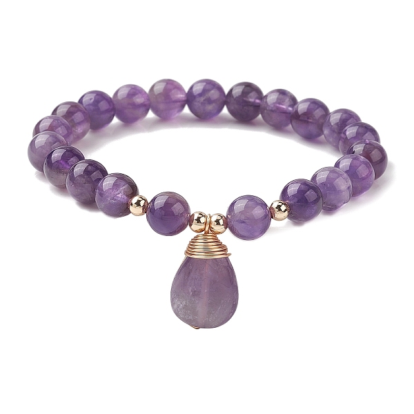 PandaHall Natural Amethyst Stretch Bracelets with Teardrop Charms for Women, Inner Diameter: 2-3/8 inch(6cm) Amethyst
PandaHall Natural Amethyst Stretch Bracelets with Teardrop Charms for Women, Inner Diameter: 2-3/8 inch(6cm) Amethyst