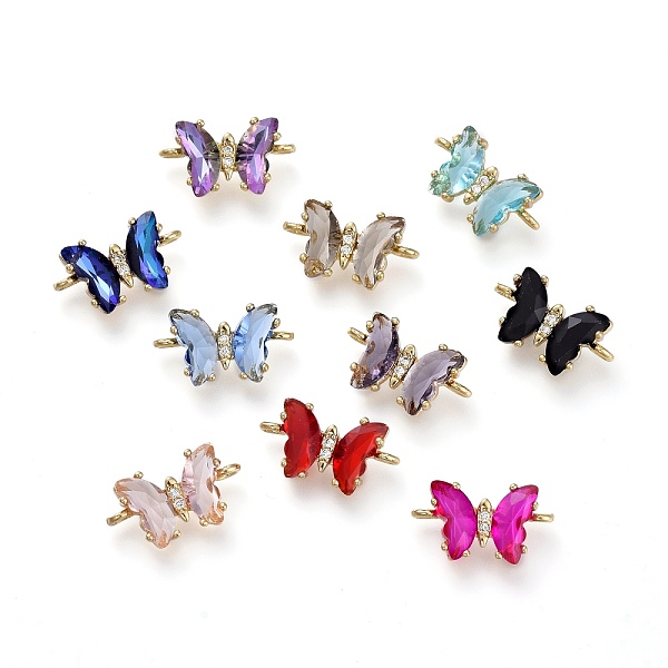 PandaHall Glass Links Connectors, with Brass Micro Pave Cubic Zirconia, Faceted, Butterfly, Light Gold, Mixed Color, 8x14x5mm, Hole: 1.2mm..., Multicolor
PandaHall Glass Links Connectors, with Brass Micro Pave Cubic Zirconia, Faceted, Butterfly, Light Gold, Mixed Color, 8x14x5mm, Hole: 1.2mm..., Multicolor