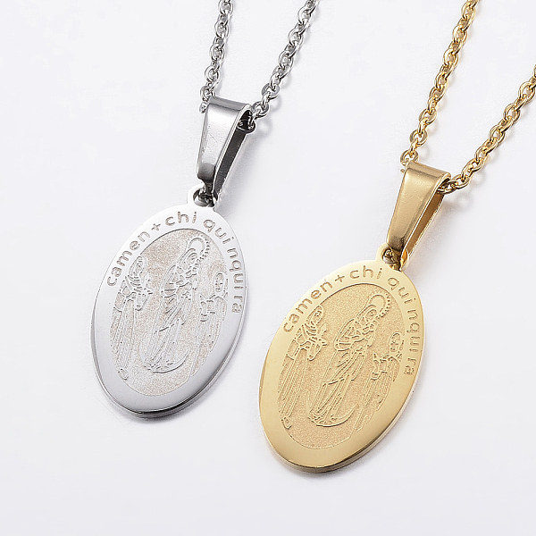 PandaHall 304 Stainless Steel Pendant Necklaces, Oval, VIRGEN DE LA CHINITA, Mixed Color, 17.7 inch(45cm), 1.5mm 304 Stainless Steel
PandaHall 304 Stainless Steel Pendant Necklaces, Oval, VIRGEN DE LA CHINITA, Mixed Color, 17.7 inch(45cm), 1.5mm 304 Stainless Steel