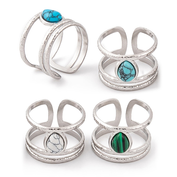 PandaHall Teardrop 304 Stainless Steel Open Cuff Rings, Synthetic Turquoise & Malachite Rings for Women, Stainless Steel Color, 13mm...
PandaHall Teardrop 304 Stainless Steel Open Cuff Rings, Synthetic Turquoise & Malachite Rings for Women, Stainless Steel Color, 13mm...