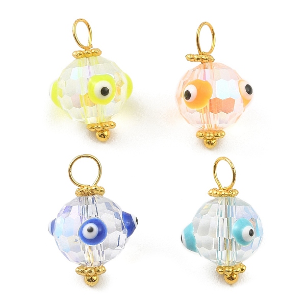 PandaHall Glass Pendants, with Brass Loops and Alloy Daisy Spacer Beaded, Round with Evil Eye Charms, Mixed Color, 17x11x11mm, Hole: 3mm..., Multicolor
PandaHall Glass Pendants, with Brass Loops and Alloy Daisy Spacer Beaded, Round with Evil Eye Charms, Mixed Color, 17x11x11mm, Hole: 3mm..., Multicolor