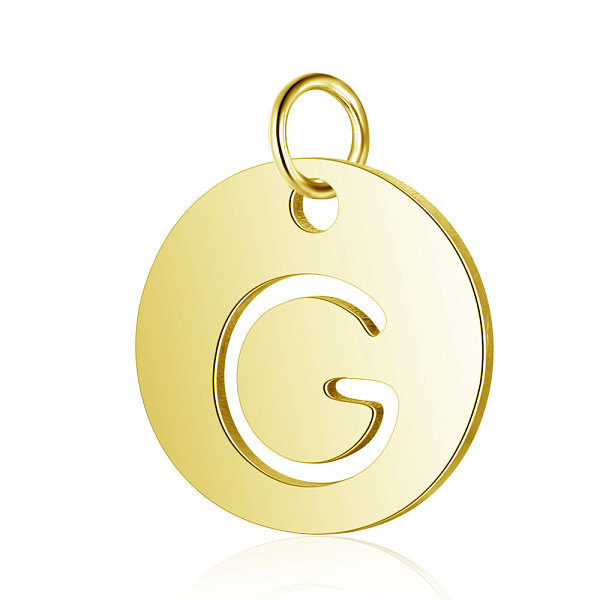 PandaHall 304 Stainless Steel Charms, Flat Round with Letter, Golden, Letter.G, 12x1mm, Hole: 2.5mm 304 Stainless Steel Letter G
PandaHall 304 Stainless Steel Charms, Flat Round with Letter, Golden, Letter.G, 12x1mm, Hole: 2.5mm 304 Stainless Steel Letter G
