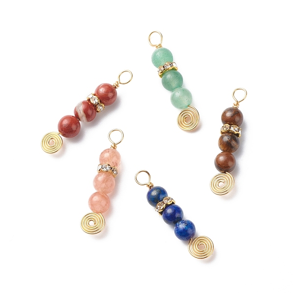 PandaHall Natural Mixed Gemstone Pendants, with Golden Plated Copper Wire Wrapped and Brass Rhinestone Spacer Beads, Round Charm, Mixed Dyed...
PandaHall Natural Mixed Gemstone Pendants, with Golden Plated Copper Wire Wrapped and Brass Rhinestone Spacer Beads, Round Charm, Mixed Dyed...