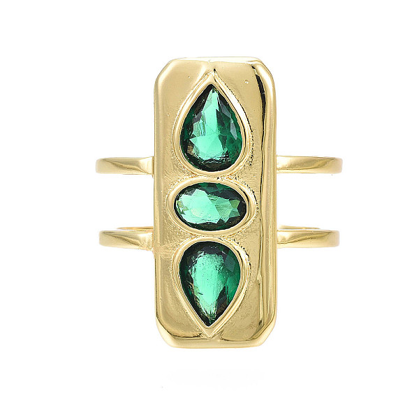 PandaHall Cubic Zirconia Rectangle Open Cuff Ring, Real 18K Gold Plated Brass Double Line Wide Ring for Women, Nickel Free, Green, US Size 7...
PandaHall Cubic Zirconia Rectangle Open Cuff Ring, Real 18K Gold Plated Brass Double Line Wide Ring for Women, Nickel Free, Green, US Size 7...