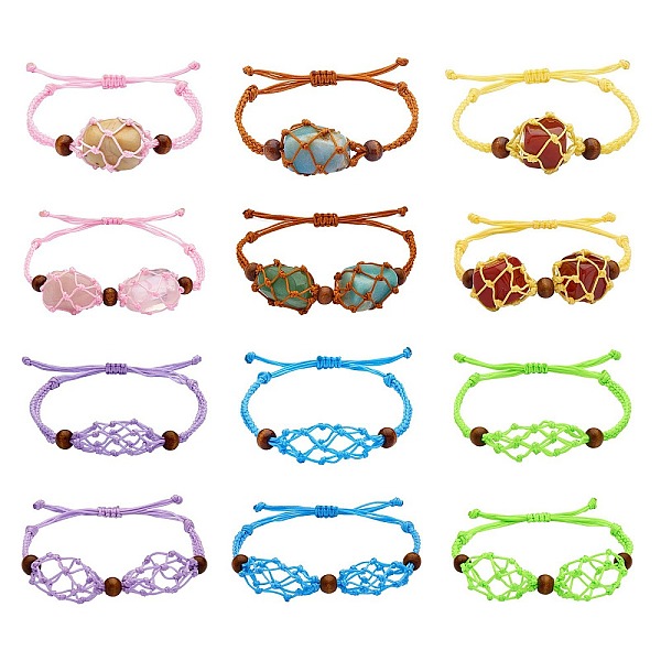 PandaHall 12Pcs Adjustable Braided Nylon Cord Macrame Pouch Bracelet Making, Interchangeable Stone, with Natural Wood Beads, Mixed Color..., Multicolor
PandaHall 12Pcs Adjustable Braided Nylon Cord Macrame Pouch Bracelet Making, Interchangeable Stone, with Natural Wood Beads, Mixed Color..., Multicolor