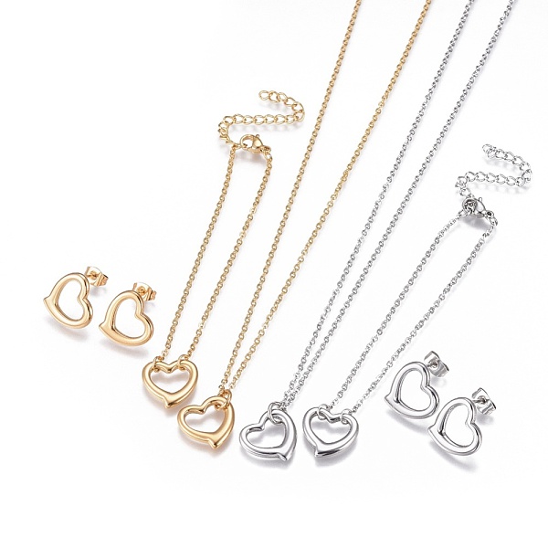 PandaHall 304 Stainless Steel Jewelry Sets, Bracelets, Necklaces and Earrings, Heart, Golden & Stainless Steel Color, 18.1 inch(46cm), 1mm...
PandaHall 304 Stainless Steel Jewelry Sets, Bracelets, Necklaces and Earrings, Heart, Golden & Stainless Steel Color, 18.1 inch(46cm), 1mm...