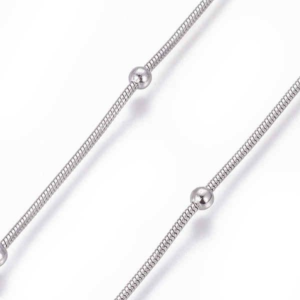 PandaHall 304 Stainless Steel Round Snake Chains, with Beads, Soldered, Stainless Steel Color, 1.2mm, Beads: 3mm 304 Stainless Steel
PandaHall 304 Stainless Steel Round Snake Chains, with Beads, Soldered, Stainless Steel Color, 1.2mm, Beads: 3mm 304 Stainless Steel