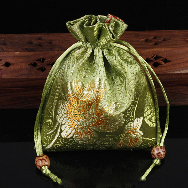 PandaHall Chinese Style Flower Pattern Satin Jewelry Packing Pouches, Drawstring Gift Bags, Rectangle, Yellow Green, 14x11cm Cloth Rectangle
PandaHall Chinese Style Flower Pattern Satin Jewelry Packing Pouches, Drawstring Gift Bags, Rectangle, Yellow Green, 14x11cm Cloth Rectangle