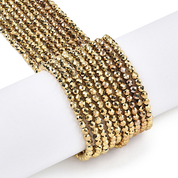 PandaHall Electroplate Glass Beads Strands, Full Plated, Faceted, Rondelle, Golden Plated, 2.3x2mm, Hole: 0.6mm, about 177~180pcs/strand...
PandaHall Electroplate Glass Beads Strands, Full Plated, Faceted, Rondelle, Golden Plated, 2.3x2mm, Hole: 0.6mm, about 177~180pcs/strand...
