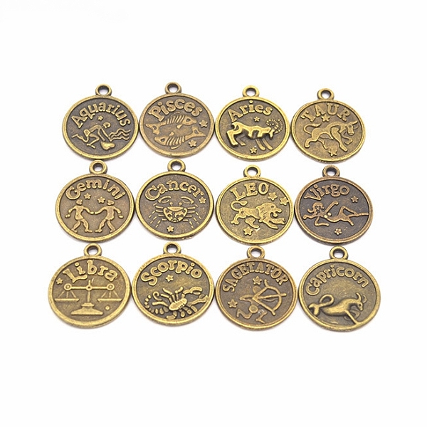 PandaHall Tibetan Style Alloy Pendants, Cadmium Free & Lead Free, Flat Round with 12 Constellations, with 12 Constellations Word, Antique...
PandaHall Tibetan Style Alloy Pendants, Cadmium Free & Lead Free, Flat Round with 12 Constellations, with 12 Constellations Word, Antique...