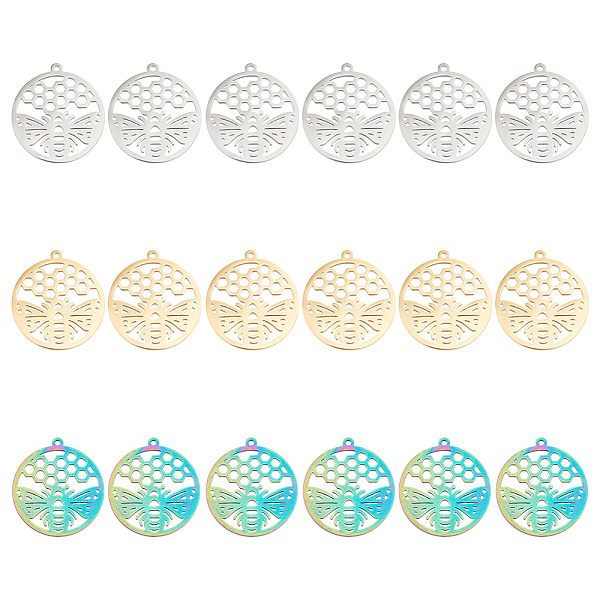 PandaHall DICOSMETIC 18Pcs 3 Colors 304 Stainless Steel Pendant, Hollow Charms, Flat Round with Bee, Mixed Color, 27x25x1.5mm, Hole: 1.4mm...
PandaHall DICOSMETIC 18Pcs 3 Colors 304 Stainless Steel Pendant, Hollow Charms, Flat Round with Bee, Mixed Color, 27x25x1.5mm, Hole: 1.4mm...