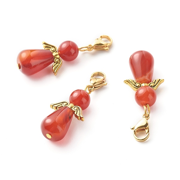 PandaHall Dyed & Heated Natural Carnelian Pendant Decorations, with Alloy Wing Pendants & Swivel Lobster Claw Clasps, Golden, Angel, 40mm..., Red
PandaHall Dyed & Heated Natural Carnelian Pendant Decorations, with Alloy Wing Pendants & Swivel Lobster Claw Clasps, Golden, Angel, 40mm..., Red