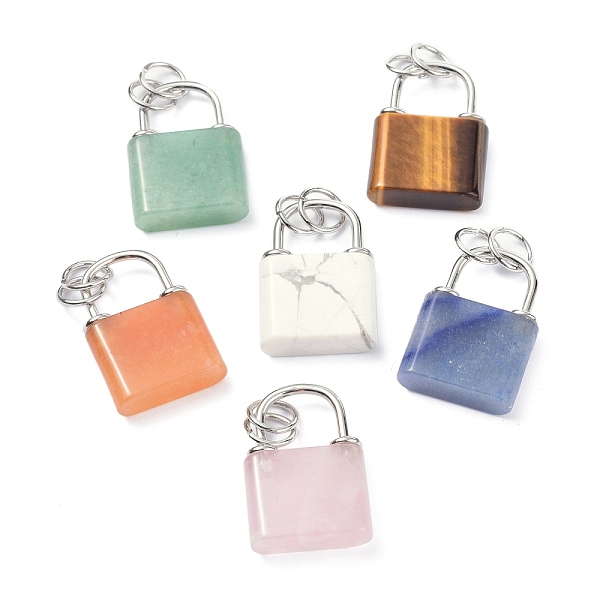 PandaHall Natural Mixed Gemstone Pendants, with Platinum Brass Findings and Jump Rings, Cadmium Free & Lead Free, Lock, 27x18x5.5mm, Hole...
PandaHall Natural Mixed Gemstone Pendants, with Platinum Brass Findings and Jump Rings, Cadmium Free & Lead Free, Lock, 27x18x5.5mm, Hole...