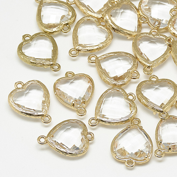 PandaHall Glass Links connectors, with Golden Tone Brass Findings, Faceted, Heart, Clear, 16x11.5x4.5mm, Hole: 1mm Glass Heart Clear
PandaHall Glass Links connectors, with Golden Tone Brass Findings, Faceted, Heart, Clear, 16x11.5x4.5mm, Hole: 1mm Glass Heart Clear