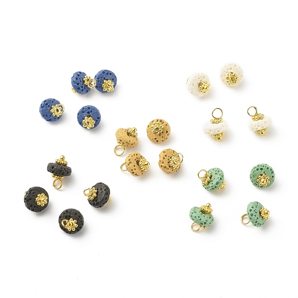 PandaHall Natural & Dyed Lava Rock Charms, Flat Round, with Brass Loops and Alloy Daisy Spacer Beads, Golden, Mixed Color, 11.7x8mm, Hole..., Multicolor
PandaHall Natural & Dyed Lava Rock Charms, Flat Round, with Brass Loops and Alloy Daisy Spacer Beads, Golden, Mixed Color, 11.7x8mm, Hole..., Multicolor