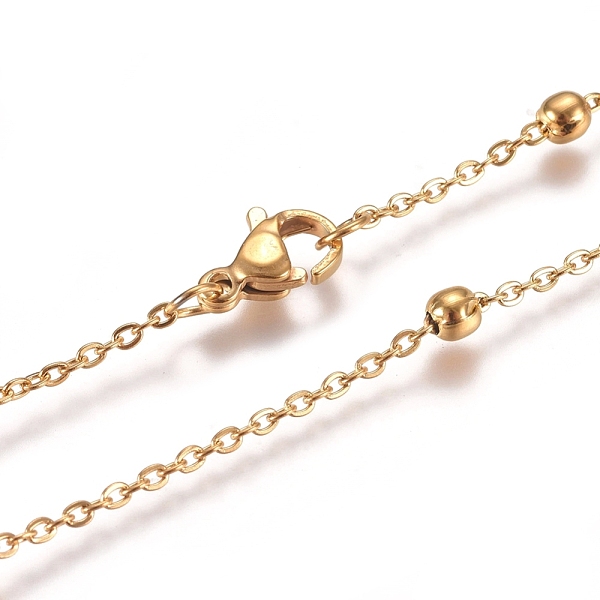 PandaHall Vacuum Plating 304 Stainless Steel Cable Chain Necklaces, with Round Beads and Lobster Claw Clasps, Golden, 15.75 inch(40cm)...
PandaHall Vacuum Plating 304 Stainless Steel Cable Chain Necklaces, with Round Beads and Lobster Claw Clasps, Golden, 15.75 inch(40cm)...